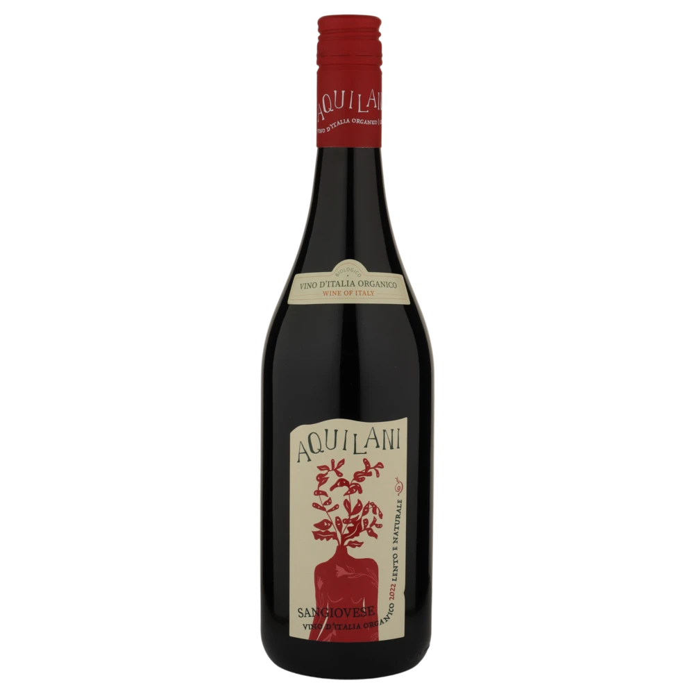 A bottle of 2022 Aquilani Sangiovese IGT Organic 750ml Red Wine