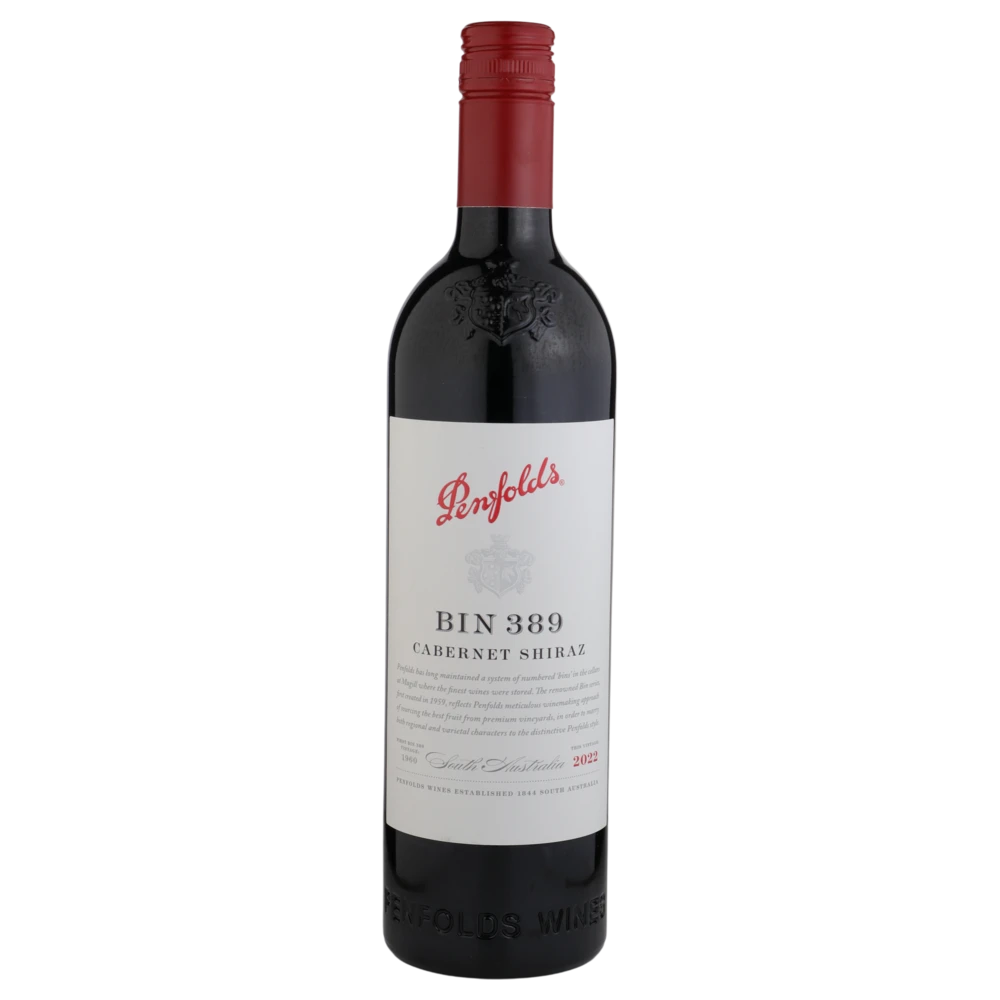 A bottle of 2022 Penfolds Bin 389 Cabernet Shiraz 750ml Red Wine