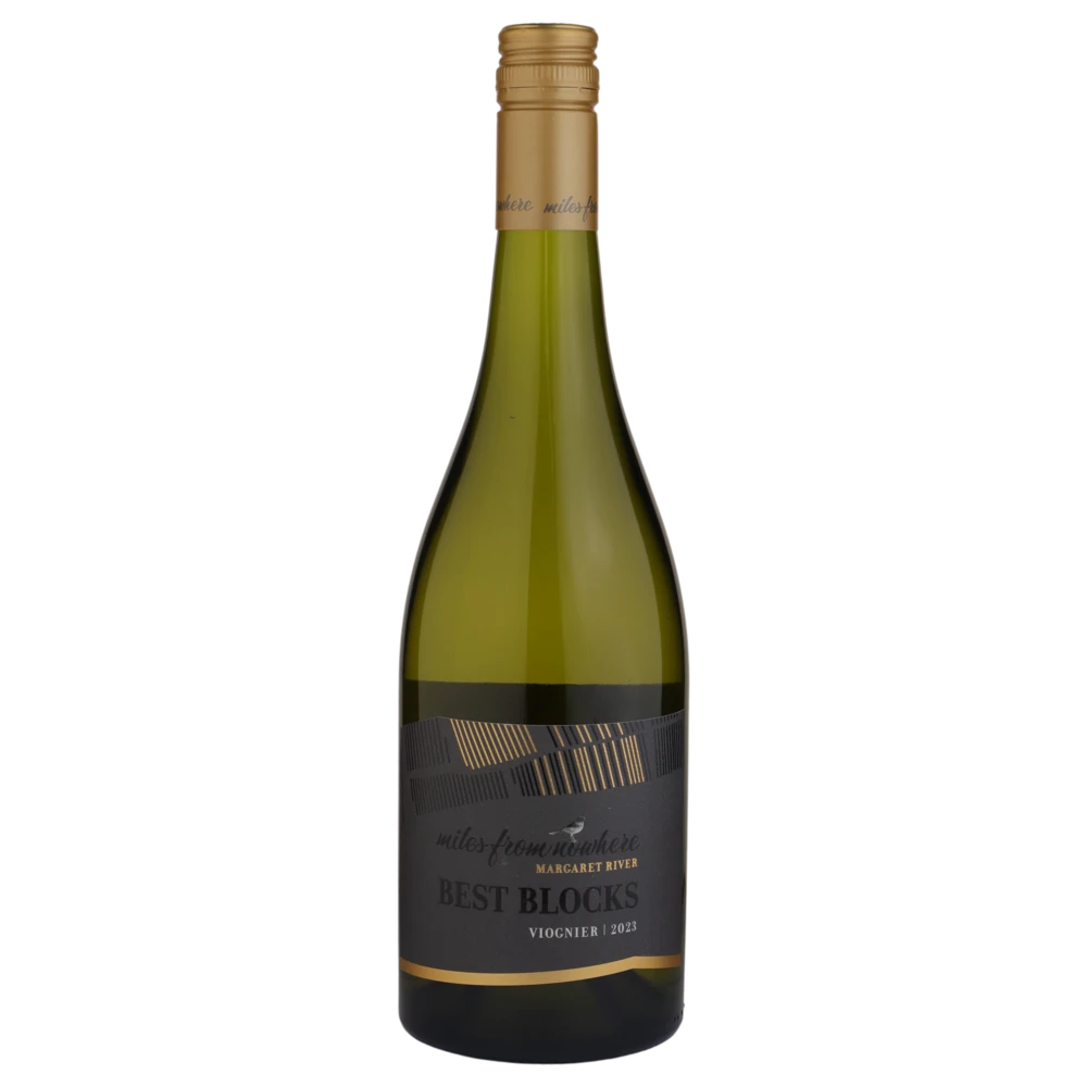 A bottle of 2023 Miles From Nowhere Best Blocks Viognier 750ml White Wine