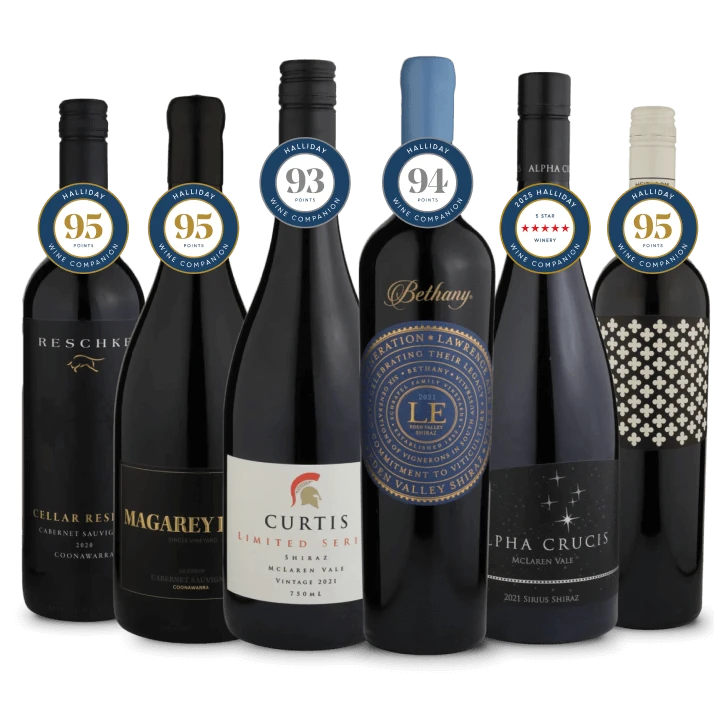 A collection of Halliday Hero 6 Pack Valued at $625 from The Wine Collective