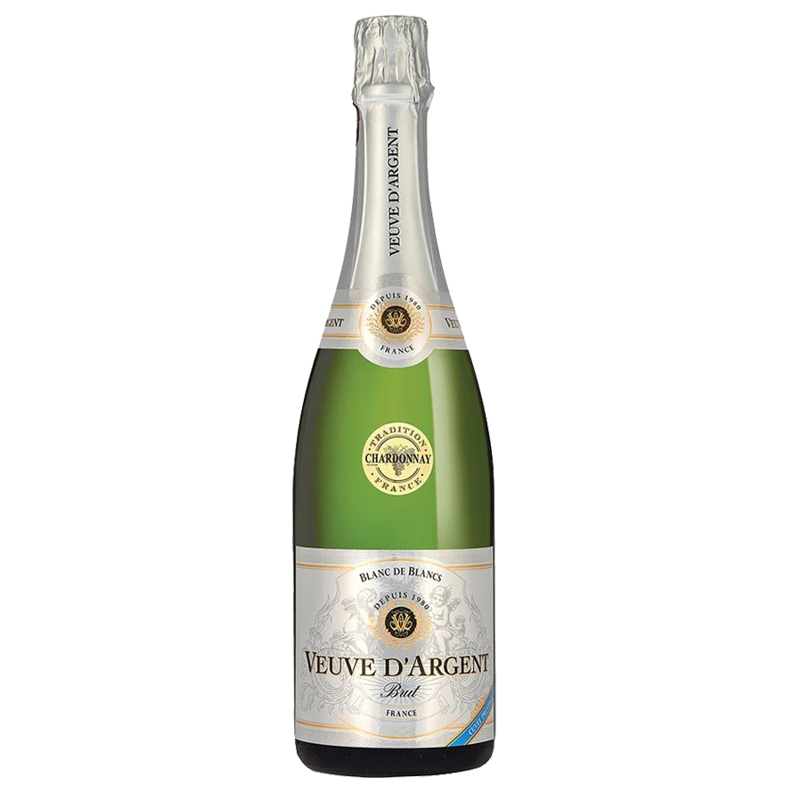 A bottle of NV Veuve D'Argent Cuvee Prestige Blanc de Blancs Brut 750ml Sparkling Wine